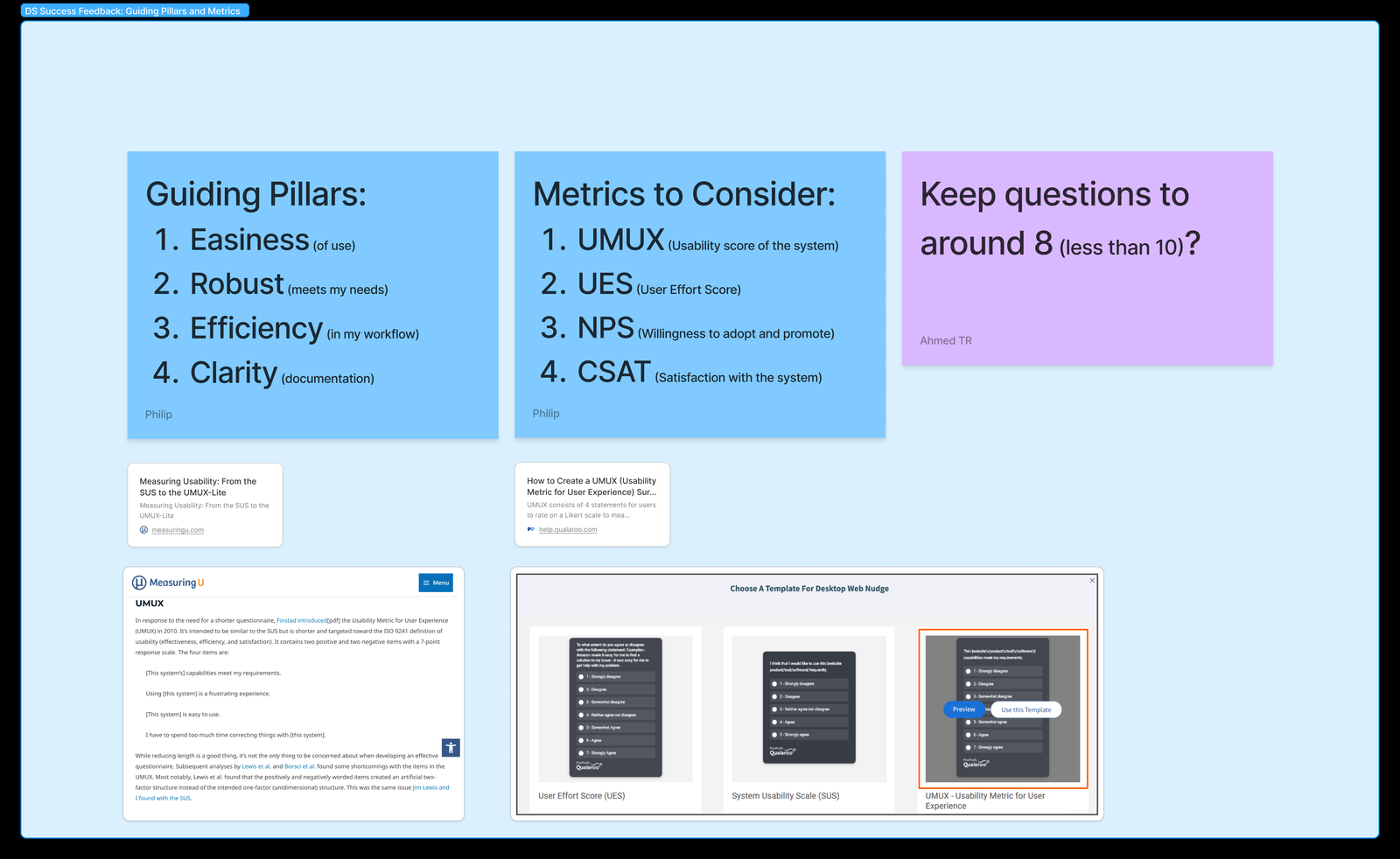 Guiding pillars and metrics to consider