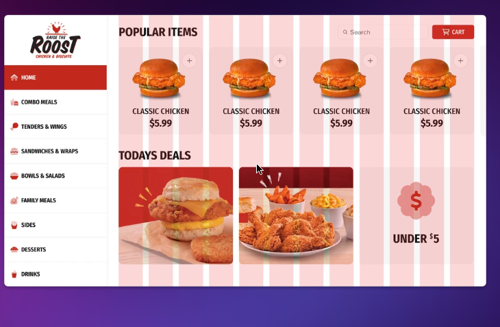 Kiosk home screen grid with promotions